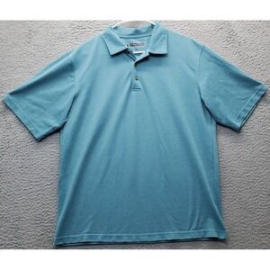 Pebble Beach Polo Shirt Mens L Green Performance Polyester Short Sleeve Collared